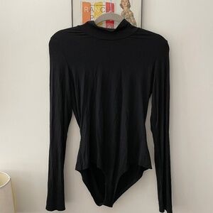 SHEIN Turtleneck Open Back Black Bodysuit